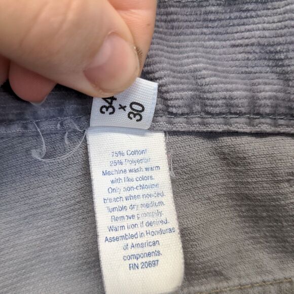 Branders Men's Corduroy Pants Gray 34x30 Cotton Blend 5-Pocket - Picture 11 of 13